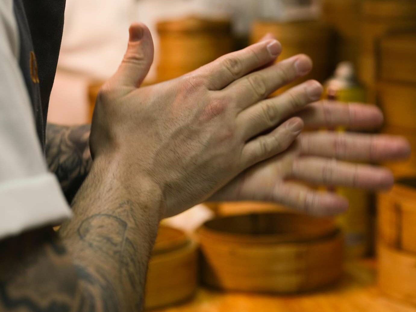 chef preparing homemade dim sum
